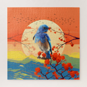 Moderne japanische Natur Vogel in Blütenlandschaft