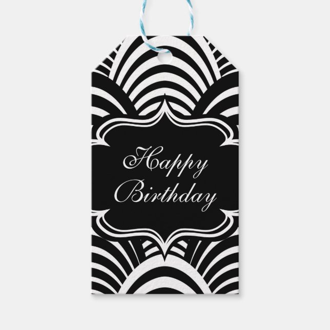 Moderne Jazz-Ära Elegant Black and White 1920s Geschenkanhänger (Vorderseite)