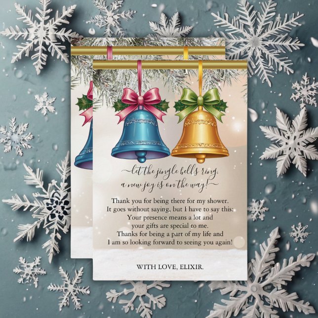 Moderne Jingle Bells Christmas Ornament Baby Showe Dankeskarte (Von Creator hochgeladen)