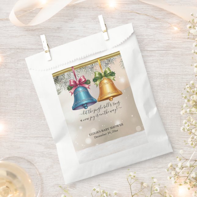 Moderne Jingle Bells Christmas Ornament Baby Showe Geschenktütchen (Ausgeschnitten)