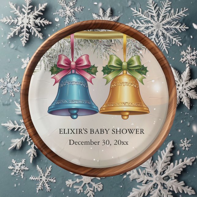 Moderne Jingle Bells Christmas Ornament Baby Showe Pappteller (Von Creator hochgeladen)