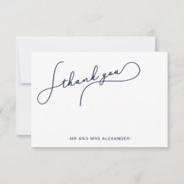 Moderne Joli Script Bleu et Faux Or Merci