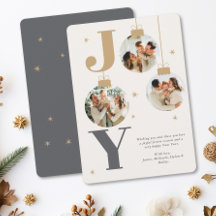 Moderne JOY-Weihnachtsdekoration Familienfoto