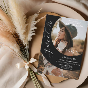 Moderne Jugend 2 Foto Script Sweet 16 Geburtstag Einladung