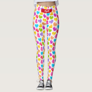 Moderne, junge, lebendige, doodled Herz-Muster Nam Leggings
