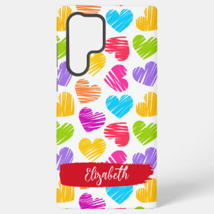 Moderne, junge, lebendige, doodled Herz-Muster Nam Samsung Galaxy Hülle