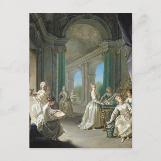Moderne Jungfrauen, 1728 Postkarte (Vorderseite)