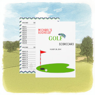 Moderne Junggesellenabschied Golf Scorecard Karte