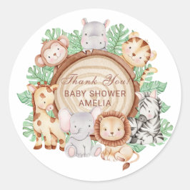 Moderne Jungle Animals Greenery Safari Boy BSticke Runder Aufkleber