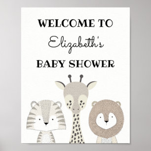 Moderne Jungle Safari Kinderdusche Wild One Birthd Poster