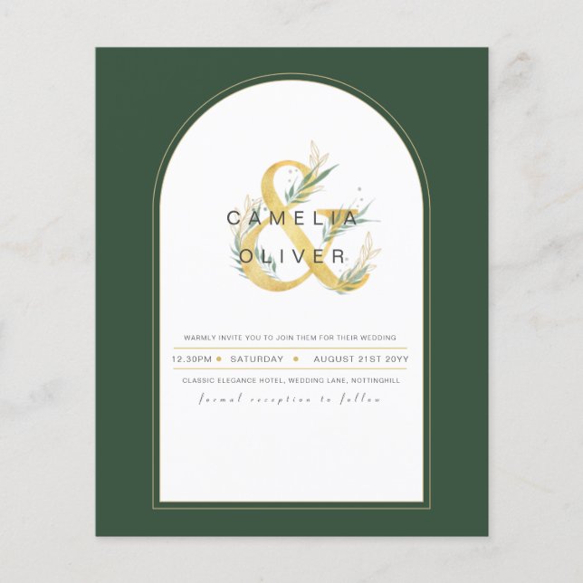 Moderne Juniper Green Wedding Einladung Flyer (Vorne)