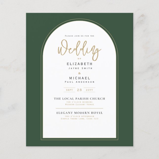 Moderne Juniper Green Wedding Einladung Flyer (Vorne)