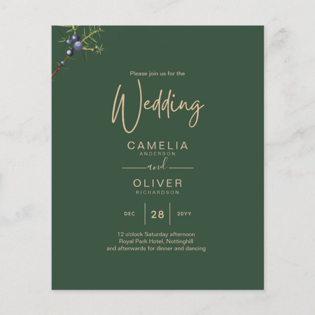 Moderne Juniper Green Wedding Einladung Flyer (Vorne)