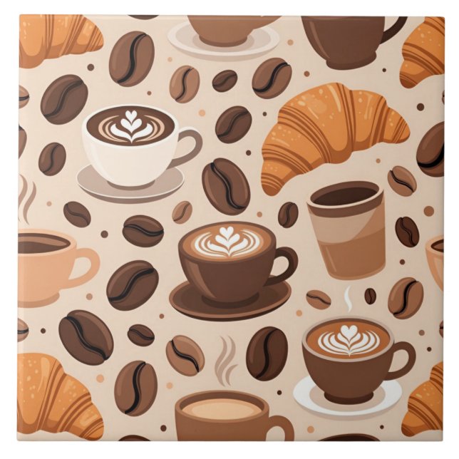 Moderne Kaffee-Ästhetik-Muster Fliese (Vorderseite)