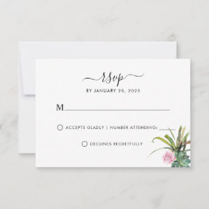 Moderne Kakteen Sukkulente Grünpflanzen Blumenhoch RSVP Karte