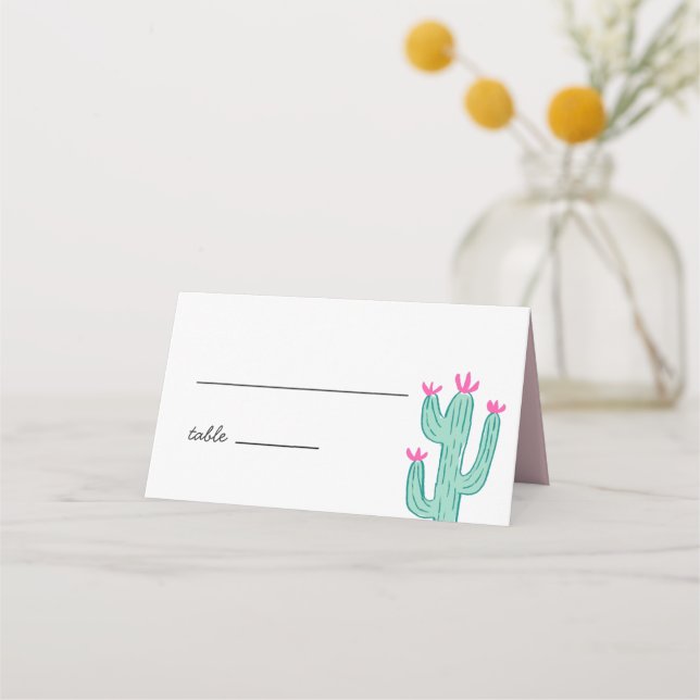 Moderne Kakteen Wedding Platzkarte (Vorderseite)