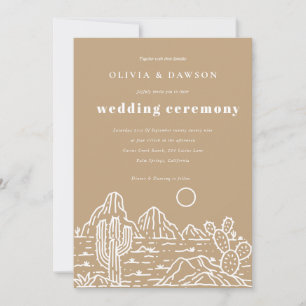 Moderne Kaktus Line Art Wüste Hochzeit Einladung