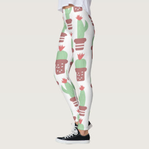 Moderne Kaktus-Topfpflanzen-Muster Leggings