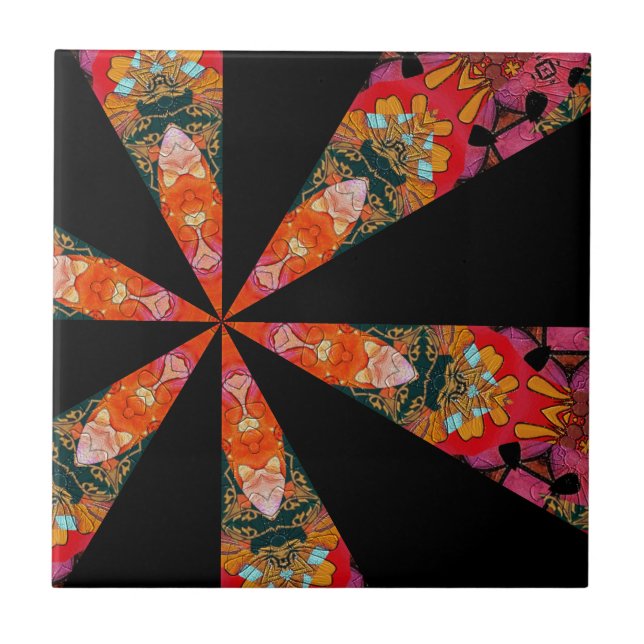 Moderne Kaleidoskop-Keramik Fliese (Vorderseite)