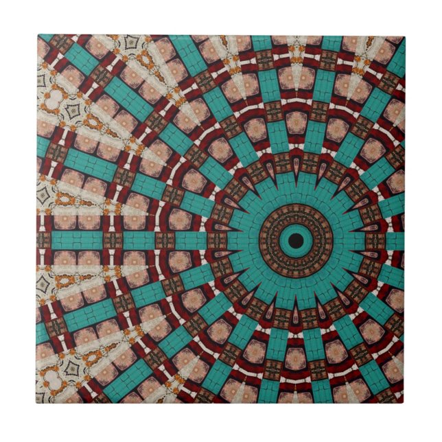 Moderne Kaleidoskop-Keramik Fliese (Vorderseite)