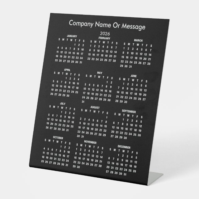 Moderne Kalenderfirma Name 2026 Sockelschild (Vorderseite)