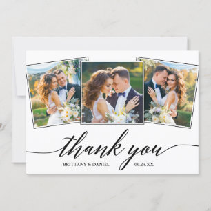 Moderne Kalligrafie 3 Foto Wedding Dankeskarte