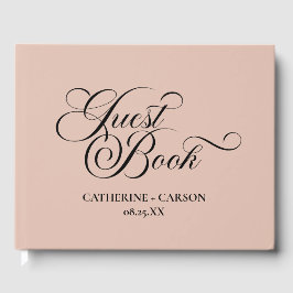 Moderne Kalligrafie-Beige-Hochzeit Gästebuch