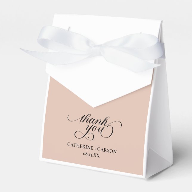 Moderne Kalligrafie-Beige-Hochzeit Geschenkschachtel (Vorderseite)