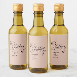 Moderne Kalligrafie-Beige-Hochzeit Weinetikett