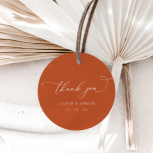 Moderne Kalligrafie Burnt Orange Wedding Vielen Da Geschenkanhänger