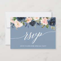 Moderne Kalligrafie Dusty Blue Pink Floral