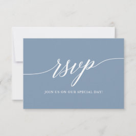 Moderne Kalligrafie Dusty Blue RSVP Karte