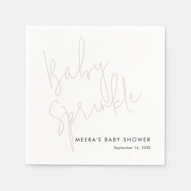 Moderne Kalligrafie Dusty Pink Baby Sprinkle Serviette (Vorderseite)