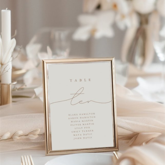 Moderne Kalligrafie Elfenbeinzehn-Hochzeiten-Tisch (Modern Calligraphy Ivory Ten Wedding Table Number)