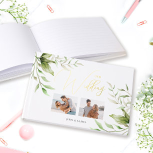 Moderne Kalligrafie Florale Eukalyptus Hochzeitsfo Gästebuch