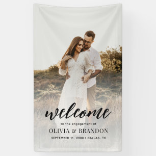 Moderne Kalligrafie-Foto-Verlobungsfeier Willkomme Banner