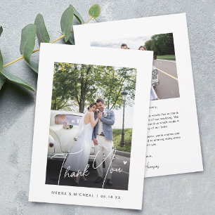 Moderne Kalligrafie-Fotos Hochzeit Dankeskarte