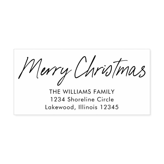 Moderne Kalligrafie Frohe Weihnachtsfeier Rücksend Permastempel (Design)