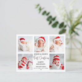 Moderne Kalligrafie Fünf Foto Erste Weihnachtsfeie Postkarte