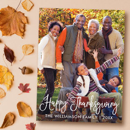 Moderne Kalligrafie glücklich Thanksgiving-Foto Postkarte