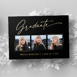 Moderne Kalligrafie Gold-Tinte-Script-Grad-Foto-Ka Folieneinladung