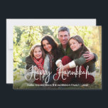 Moderne Kalligrafie Happy Hanukkah Familienunterne Feiertagskarte<br><div class="desc">Modern Fun Calligraphy Script Happy Hanukkah Familie Foto Card</div>