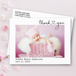 Moderne Kalligrafie Herz New Baby Vielen Dank Postkarte