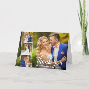Moderne Kalligrafie Hochzeit 4 Foto Collage Fold Dankeskarte