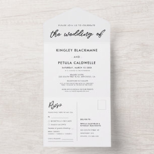 Moderne Kalligrafie-Hochzeit All In One Einladung