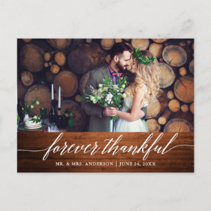 Moderne Kalligrafie Hochzeit Holz Immer Dankbar Postkarte