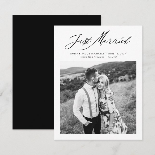 Moderne Kalligrafie Hochzeit "Just Married" Flitte (Vorne/Hinten)