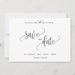 Moderne Kalligrafie-Hochzeit retten Datums-Karte Save The Date