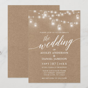 Moderne Kalligrafie Hochzeitbeleuchtung Kraft Einladung