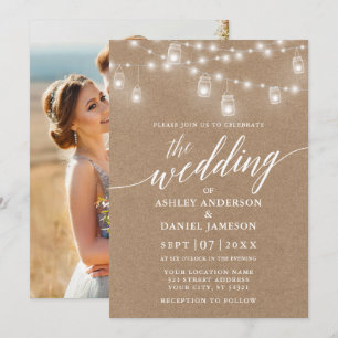 Moderne Kalligrafie Hochzeitlicht Kraft Foto Einladung